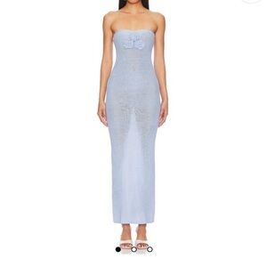 Elegant Strapless Blue Dress